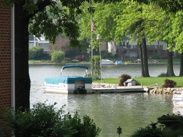 exterior space with a water view