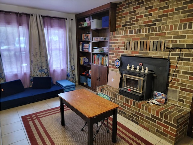 living area with light tile patterned flooring