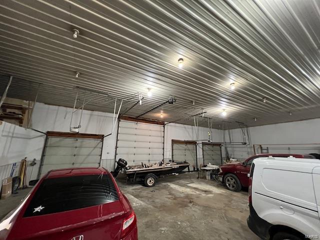 garage with metal wall