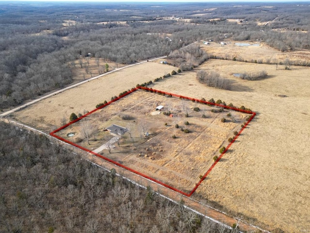 aerial view with a rural view