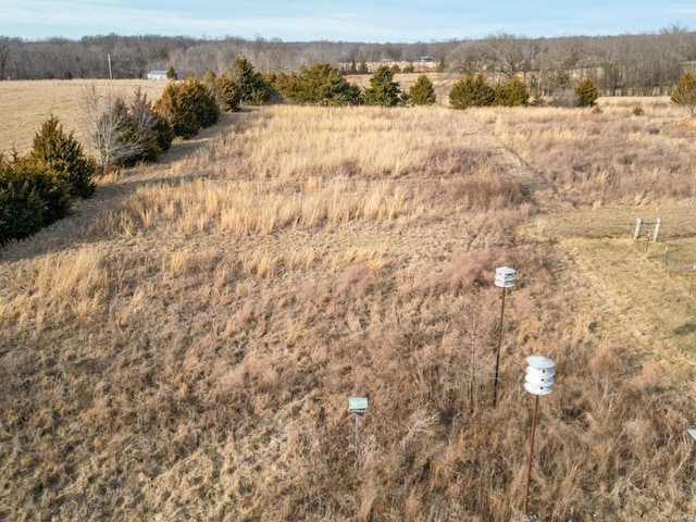 birds eye view of property featuring a rural view