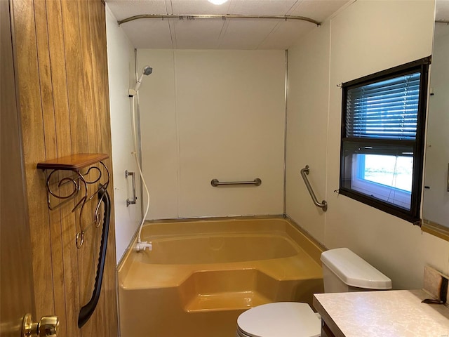 full bathroom with toilet and vanity