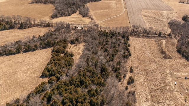 birds eye view of property featuring a rural view