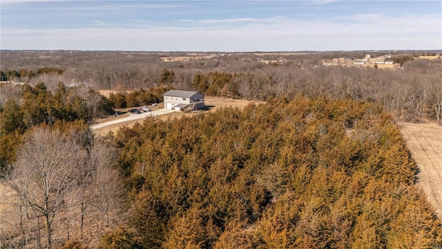 drone / aerial view with a forest view