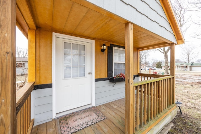 deck featuring covered porch