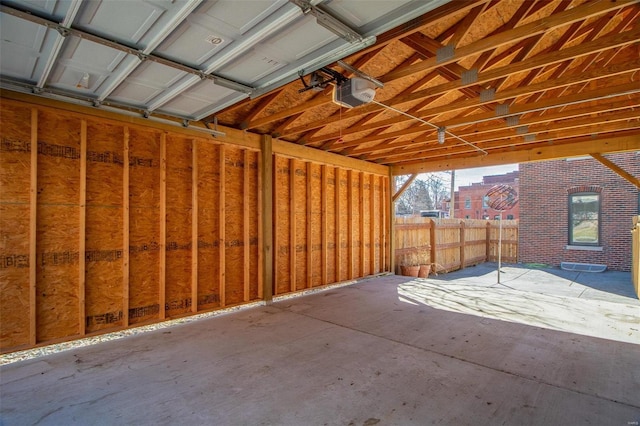 garage with a garage door opener