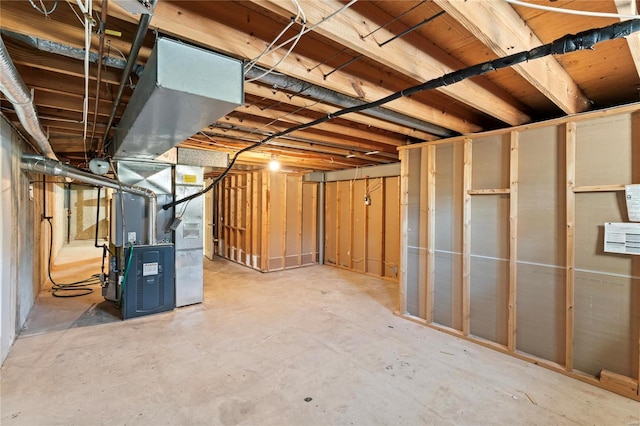 unfinished basement with heating unit