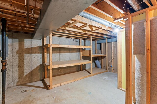 view of unfinished basement