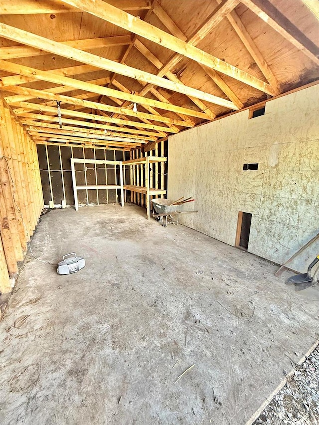 miscellaneous room featuring vaulted ceiling