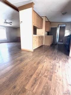 unfurnished living room featuring dark wood-style flooring