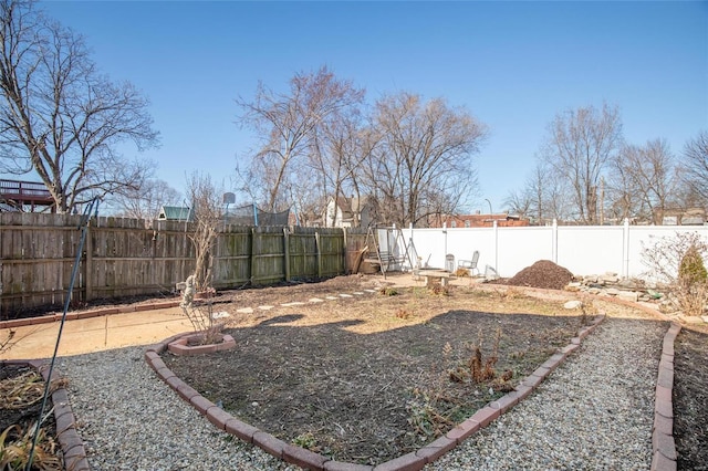 view of yard with a fenced backyard