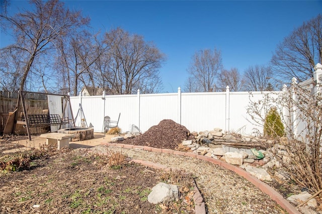 view of yard with a fenced backyard