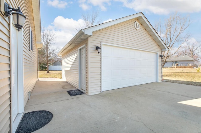 view of detached garage