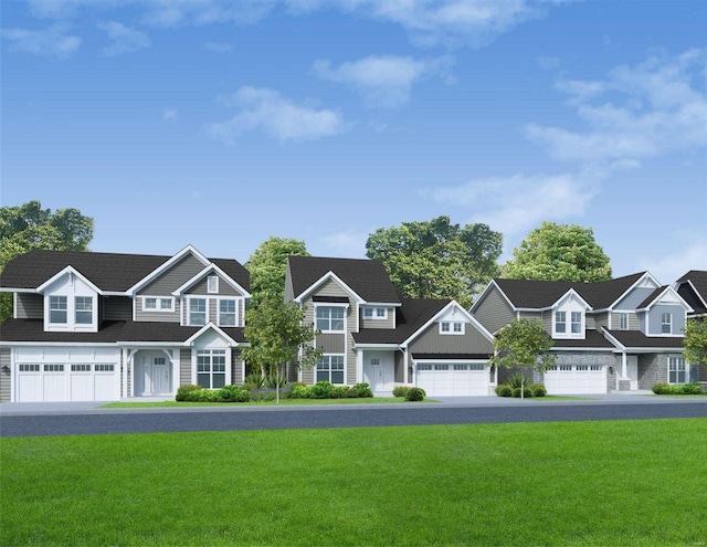 view of front facade featuring a residential view and a front yard