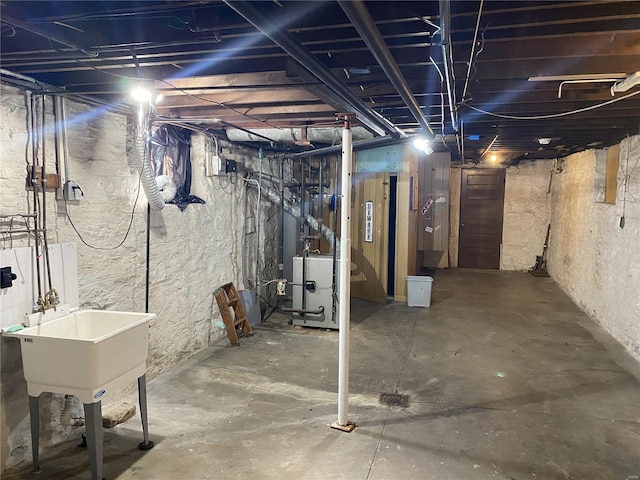 view of unfinished basement