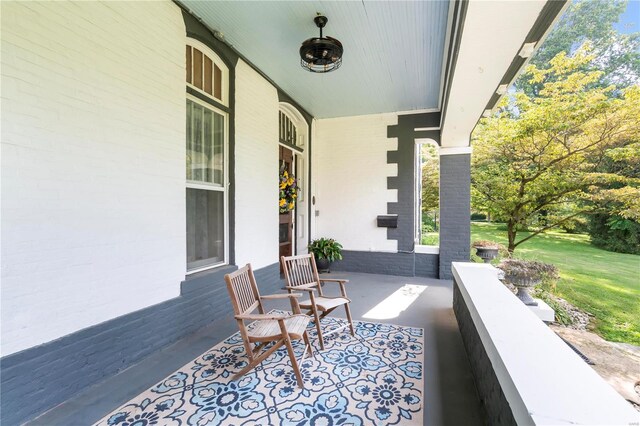 view of patio featuring covered porch