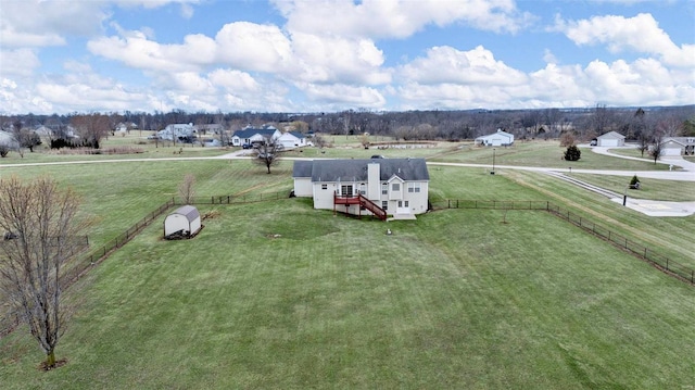 aerial view featuring a rural view