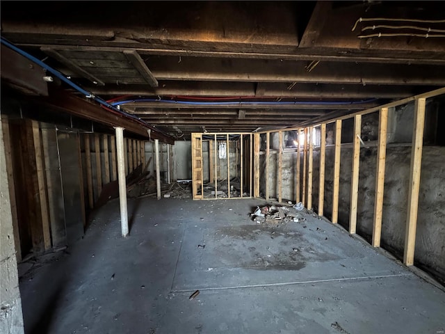 view of unfinished basement