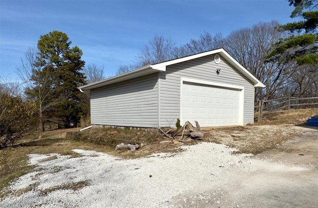 view of detached garage