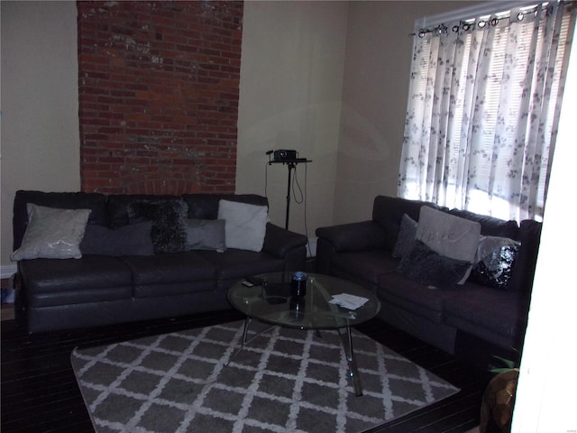 living room with wood finished floors