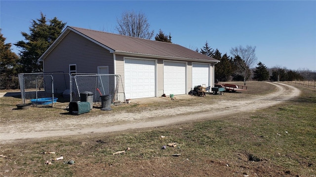 view of detached garage