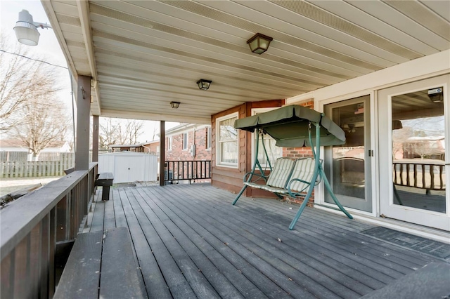 deck featuring fence