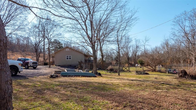 view of yard featuring fence