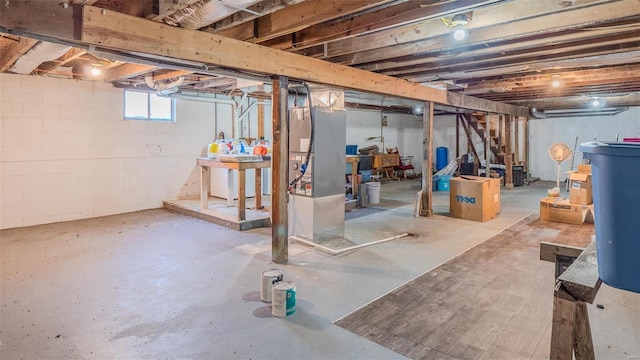 basement featuring stairway