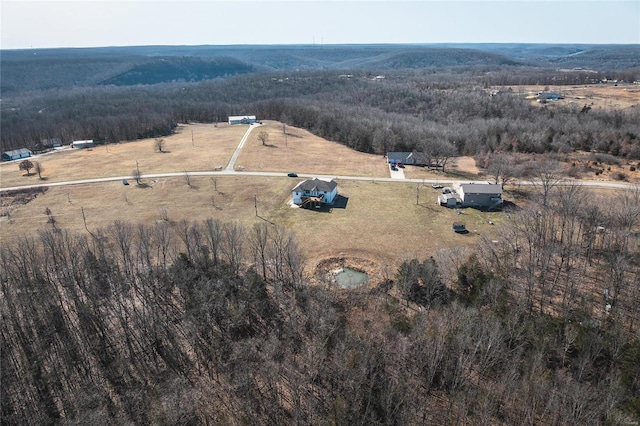 drone / aerial view with a rural view