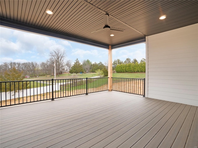 deck featuring ceiling fan