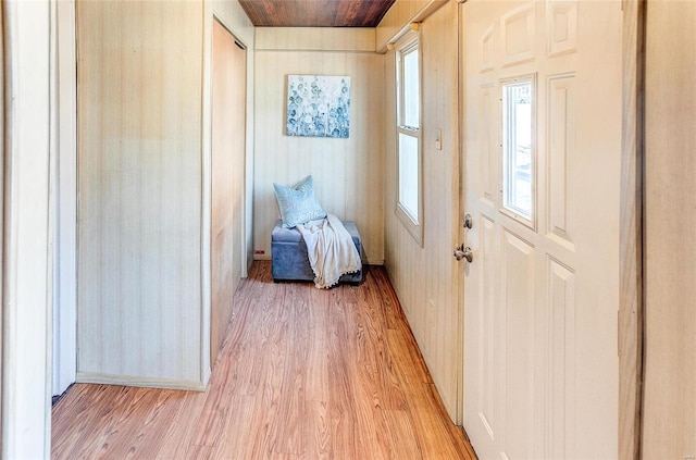 entryway with light wood-style floors