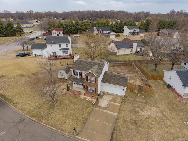 aerial view with a residential view