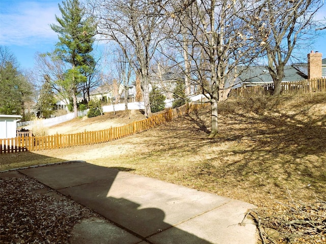 view of yard with a fenced front yard