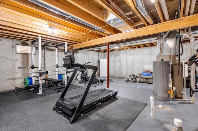 workout area with water heater