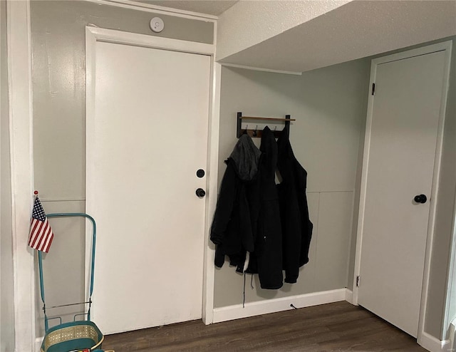 doorway to outside featuring dark wood-type flooring