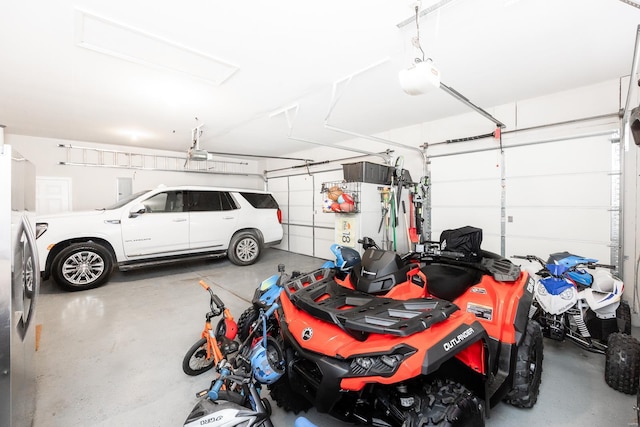 garage with a garage door opener