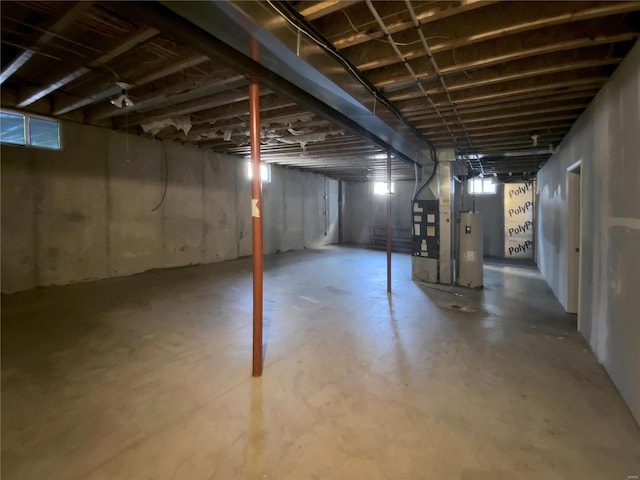 view of unfinished basement