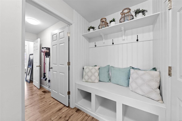 mudroom featuring light wood-type flooring