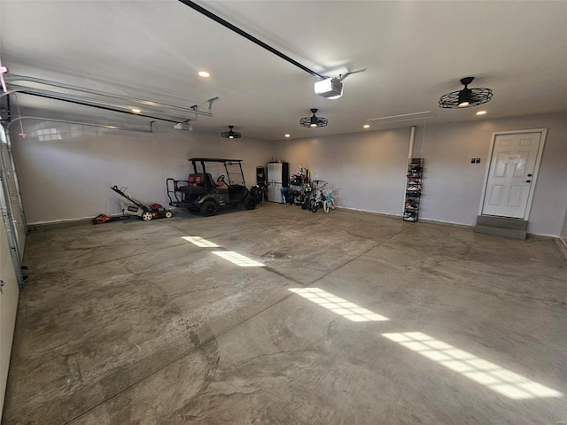 garage with a garage door opener