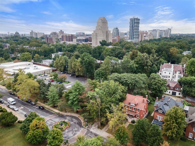 drone / aerial view featuring a city view