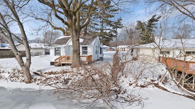 view of snow covered exterior