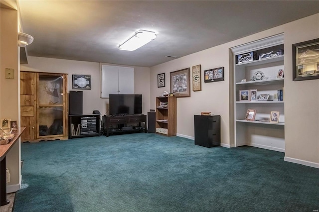 living room featuring baseboards and carpet