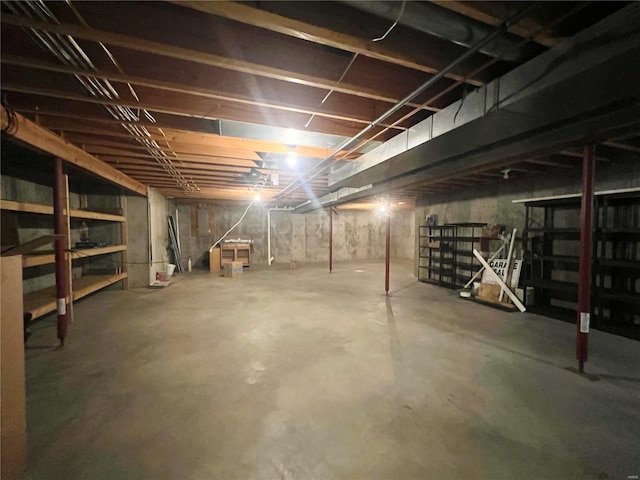 view of unfinished basement