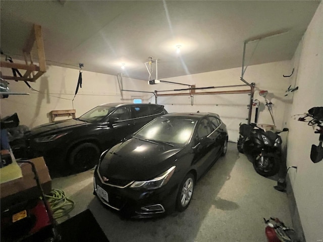 garage with a garage door opener