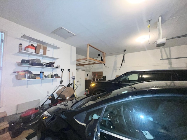 garage with a garage door opener