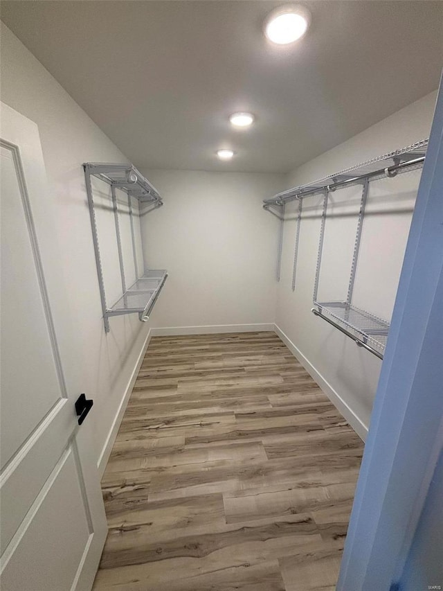 walk in closet featuring wood finished floors