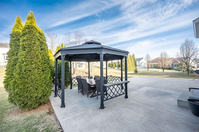 view of patio / terrace with a gazebo and outdoor dining space