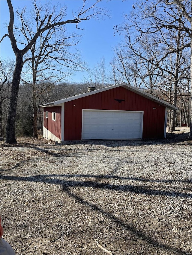 view of detached garage