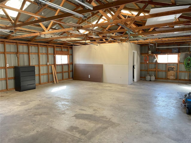 garage with metal wall