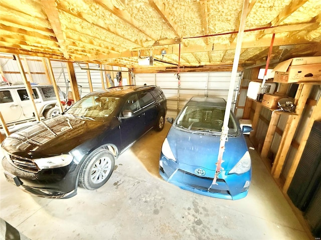 garage with a garage door opener